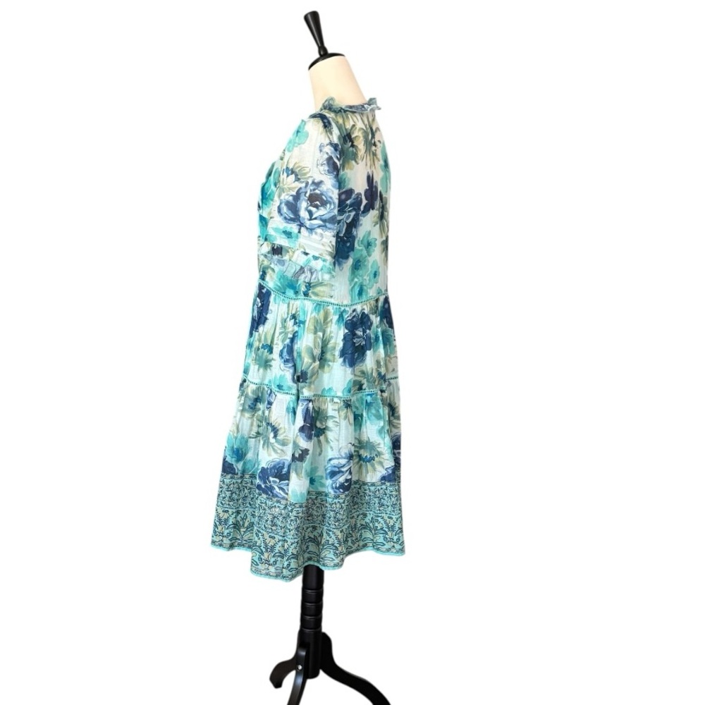 SUNDANCE Fields of‎ Beauty Floral Turquoise Boho 100% Cotton Dress XS - Picture 6 of 16